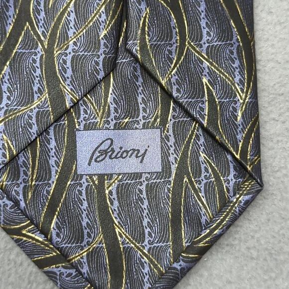 Vintage Brioni Tie Black Gold Purple 100% Silk Hand Made in Italy Barcelino - Picture 3 of 9